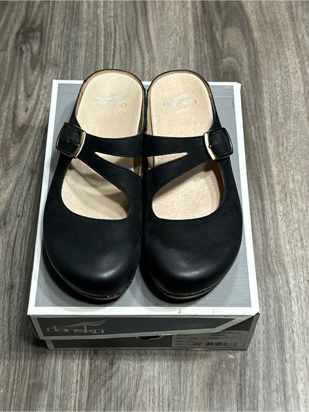 Dansko Britney Black Nubuck Clogs Size 37 EU/ 7 US.